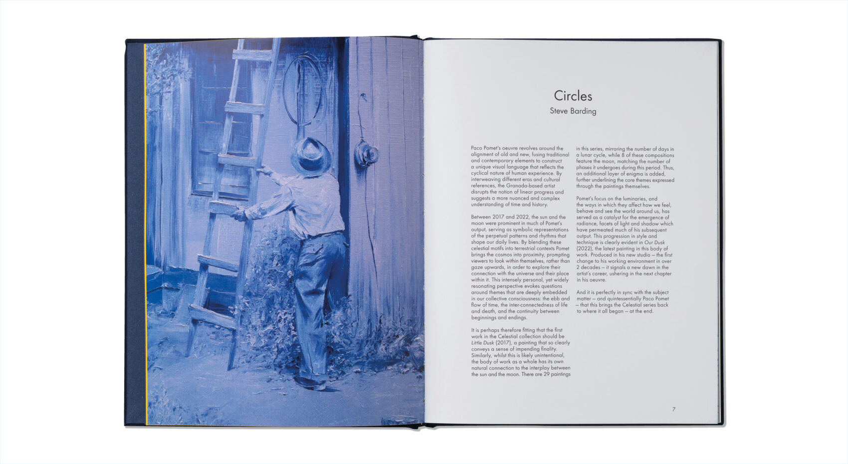 Discover the design of Celestial, a 112-page art book by Paco Pomet. Designed by VIKA using sustainable materials, unique paper stocks, Futura typography and cosmic sequencing to reflect the Sun and Moon. Celestial by Paco Pomet – Limited edition art book designed by VIKA Books, featuring sustainable materials, midnight blue foil, and Pantone blue celestial charting. Design: VIKA Books – VIKA is an award-winning designer of artist-led books and interactive publications. Known for concept-driven print and digital work, her practice centres visual narrative, accessibility, and sustainable design.