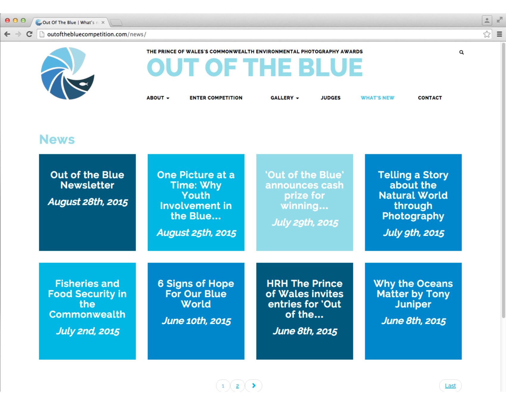 Out of the Blue website design