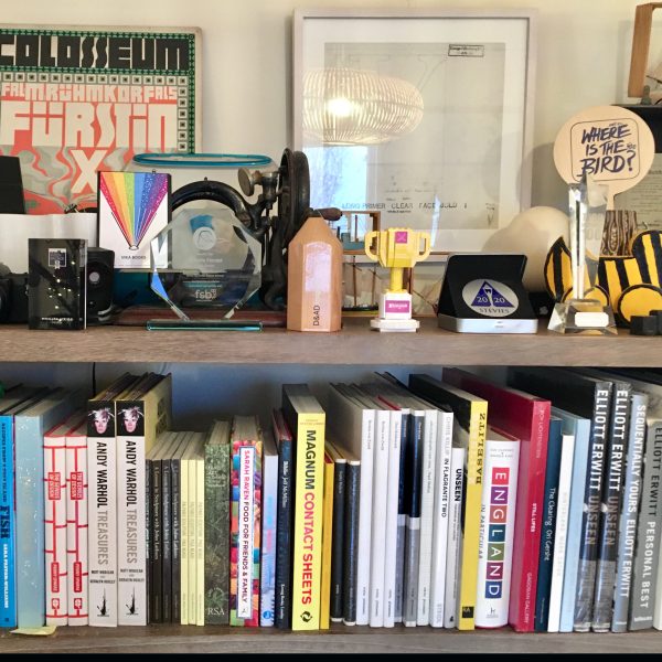 A bookshelf in the VIKA studio